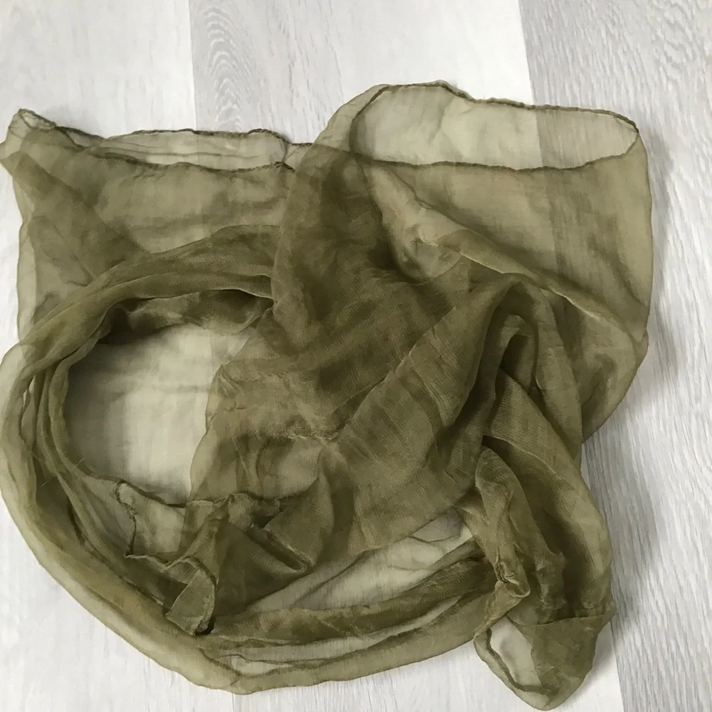 ORGANZA HUNTER GREEN SHEER RECTANGLE SCARF WOMENS